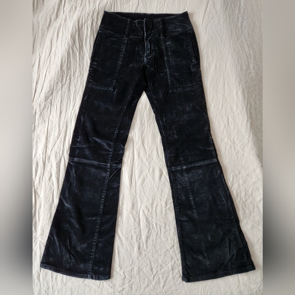 Bubblegum Pants - Vintage 1990s Y2K Black Velvet Bootcut Pants Bubblegum